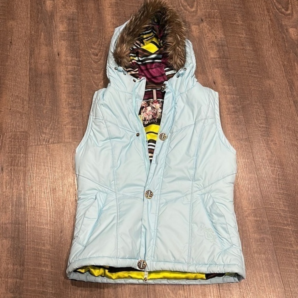 Burton Dri Ride snowboard hooded vest faux fur trim